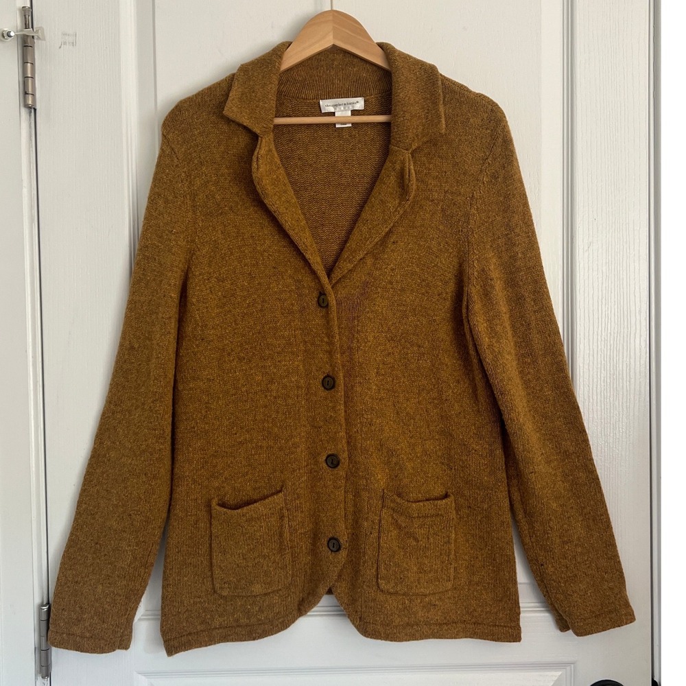 Cardigan Sweater Womens Large Brown Button Front Pockets Fall Autumn Cozy Soft